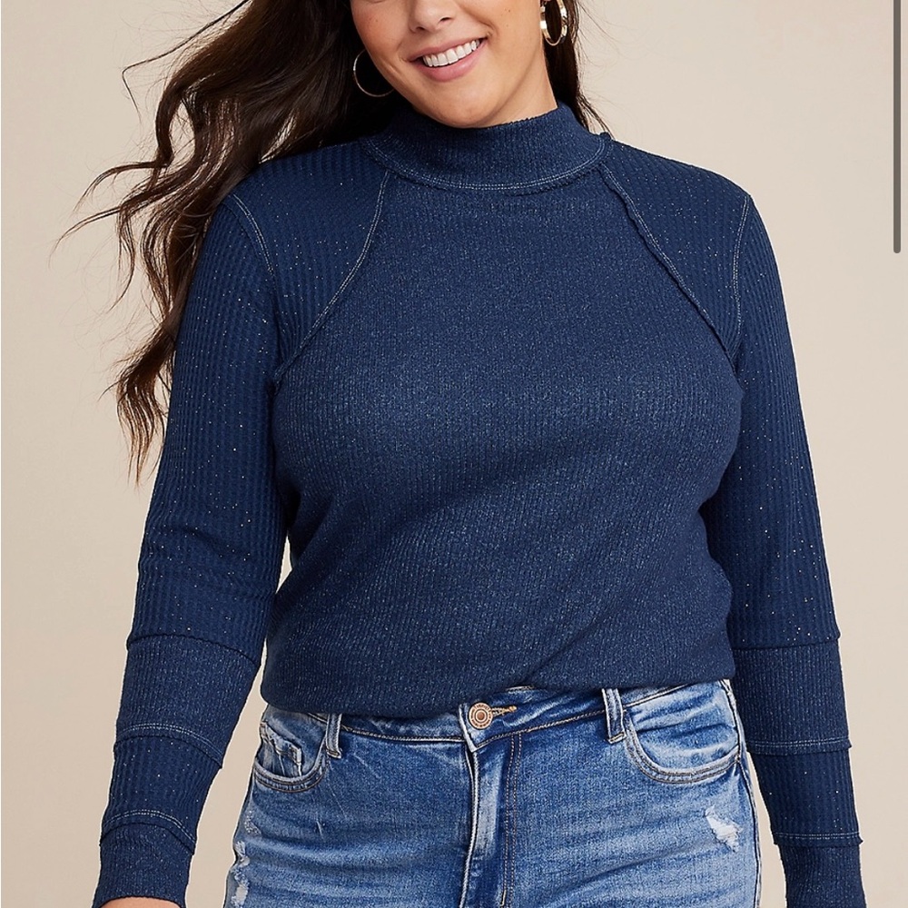 Maurice’s Plus Size Sparkle Mock Neck Mixer Tee NWT Size 1X